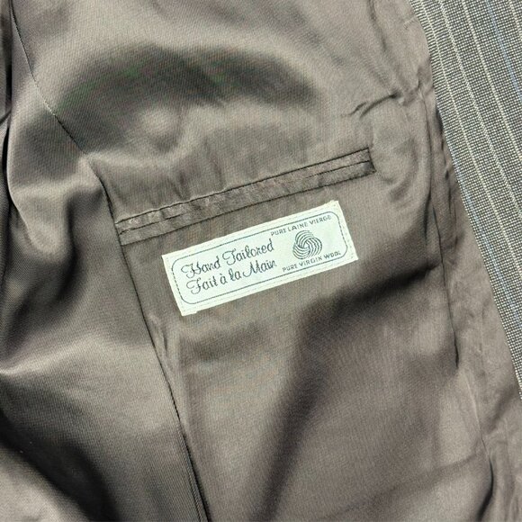 Vintage Oakton Suit 2pc Striped Wool Brown 40 S 32x27 - Picture 9 of 14